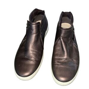 ECCO Soft 7 Metallic Bronze Leather Side Zip High Top Sneakers Womens 9-9.5 40
